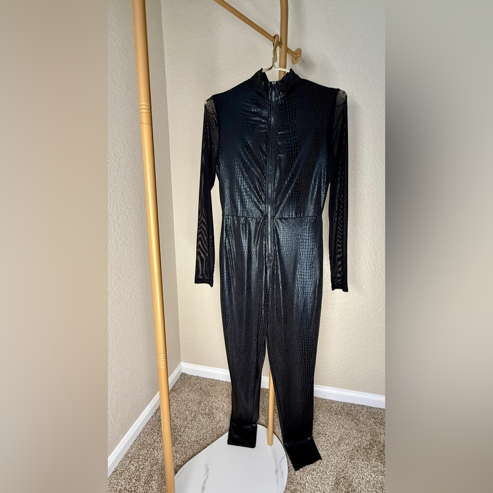 Black Textured Jumpsuit